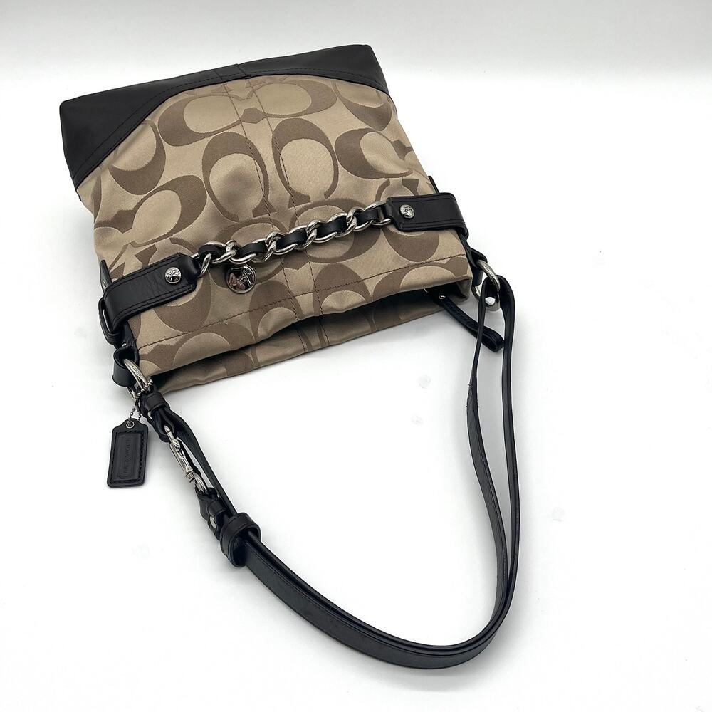 COACH Signature Hobo Braided Chain Shoulder Bag, RARE MEDALLION CHARM - Picture 6 of 11